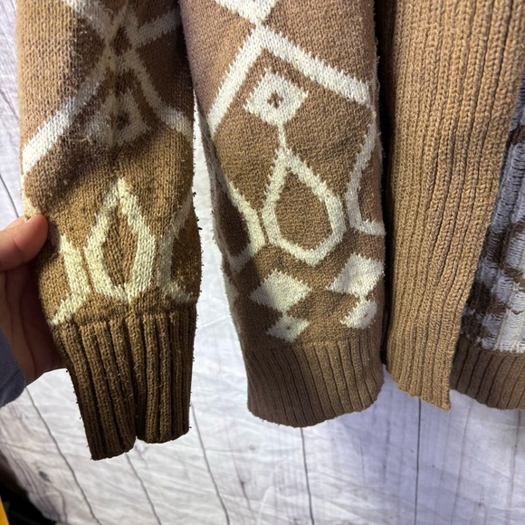Old Navy Brown White Tribal Aztec Open Front Cardigan Sweater Womens Size S - Picture 3 of 6